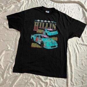 Vintage 1993 Bobby Hillin Biker T-shirt Size XLRacing Retro Single Stitch USA